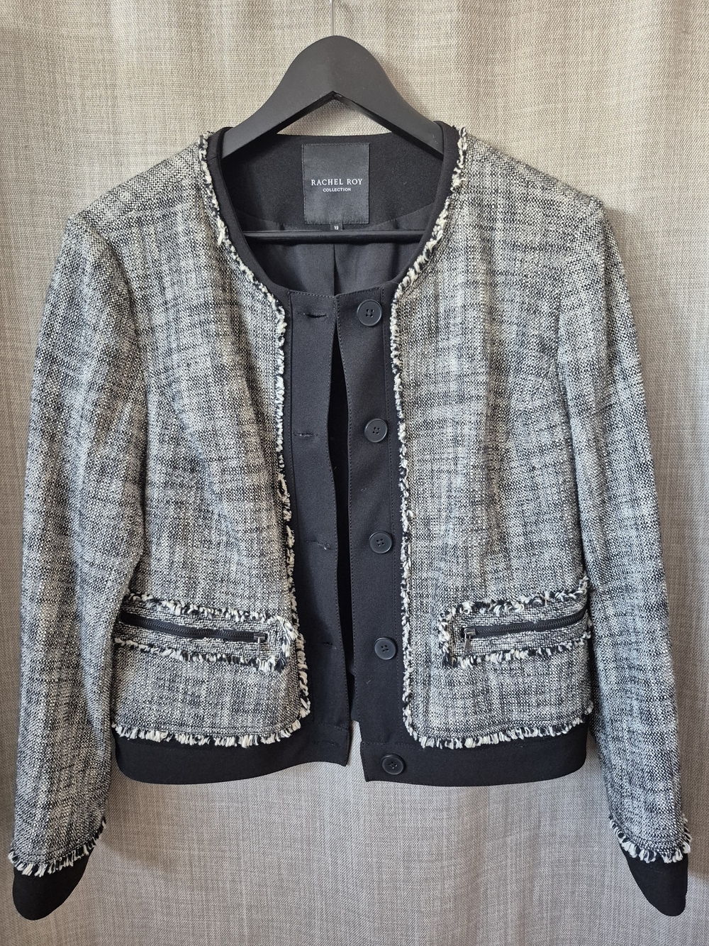 RACHEL Rachel Roy Mixed Media Tweed Jacket - Size 12
